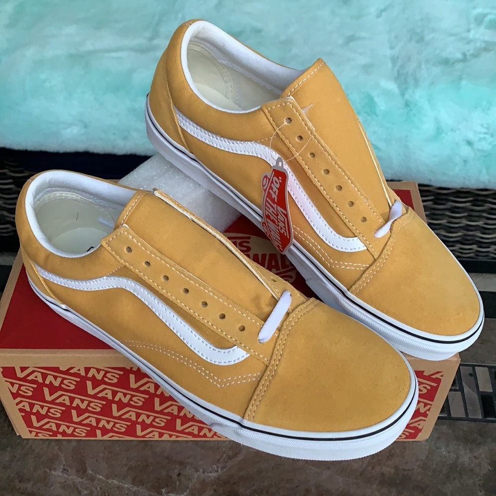 VANS OLD SKOOL OCHRE/TRUE WHITE MEN’S - Picture 1 of 16